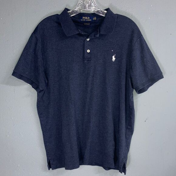 Polo by Ralph Lauren Custom slim fit Dark Blue Polo Shirt Mens Large 744 - Picture 1 of 9
